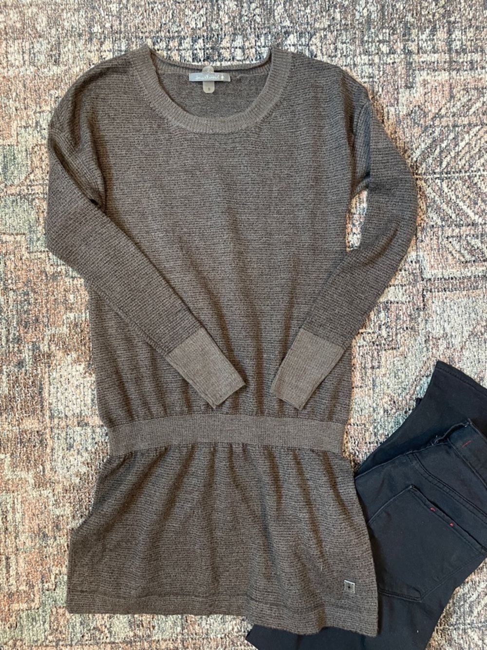 Smartwool Merino Wool Blend Tunic Sweater Small Brown Lightweight Hiking Travel